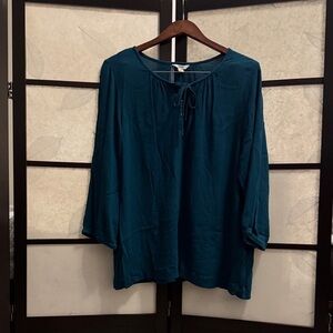 Sonoma Teal Blouse with Tie Neck